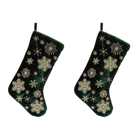 Melrose 19.5" Velvet Snowflake Christmas Stockings, 2ct.